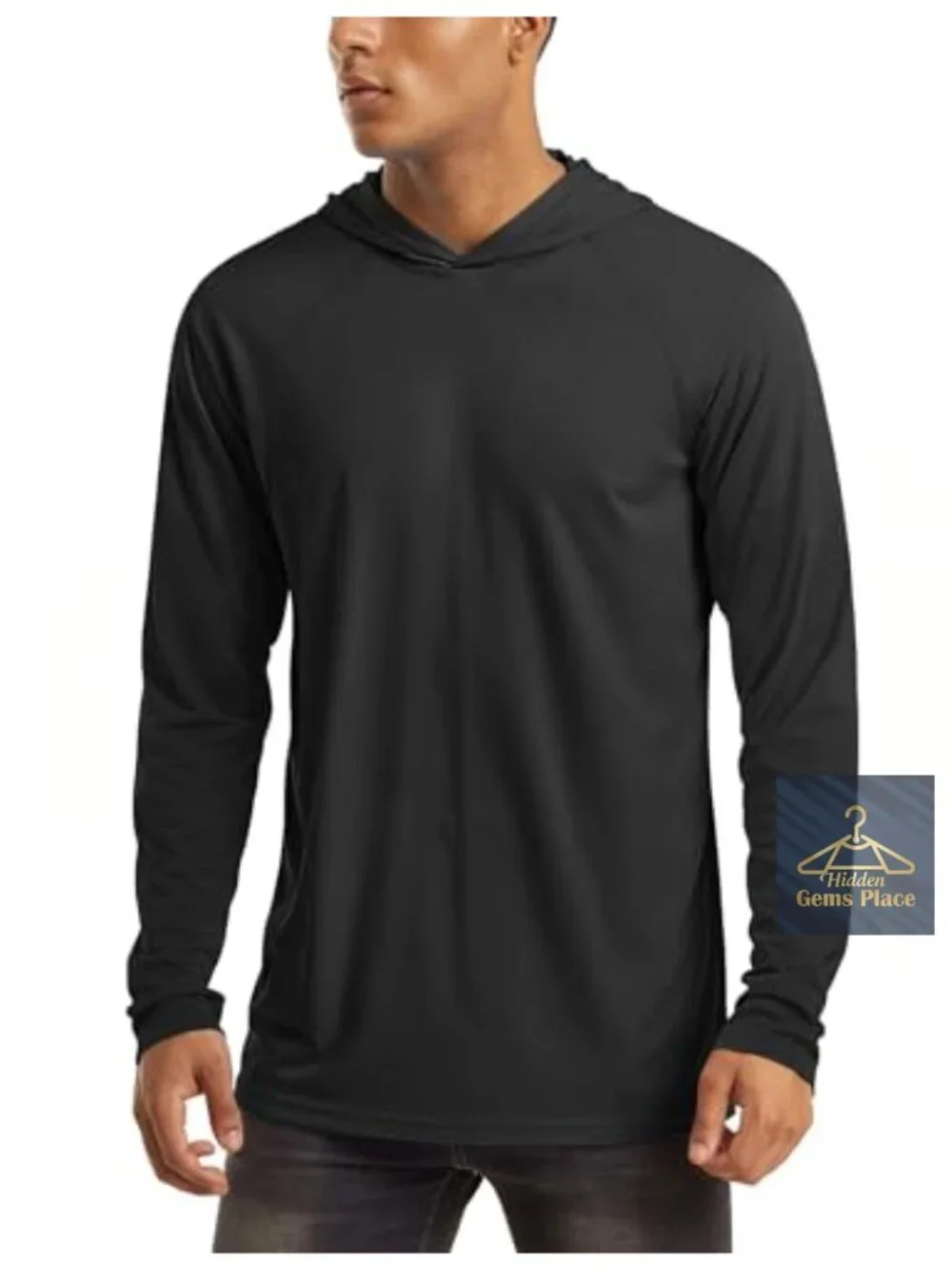 Men's UPF 50+ Sun Protection Long Sleeve Hooded Rash Guard Fishing Shirt